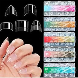 NPAH 600Pcs Short Square Nail Tips, Half Cover Square Acrylic Nails Tips Extra Short Clear Fake Nails Gel Nails 12Sizes for DIY Nail Salon (french soft gel nail tips, VL56C)-image-22