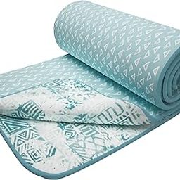 Story@Home Dohar Double Bed Cotton 100% | 150GSM 225 x240 cm Quilt Cooling Blankets for Summer | AC Comforter Double Bed | White & Blue | Aztec & Triangles Reversible Design Duvet | Ideal for Gifting-image-60