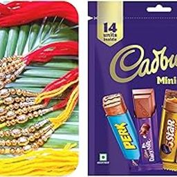 Fancy Rakhi Gift Hamper | Fancy Rakhi Set of 6 with Mini Treats Chocolate Pack 130 GMS | Festival Gift for Brother and Sister-image-98