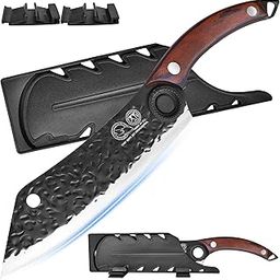 XYJ Chef Knife 8 Inch, High Carbon Steel, Forged Handmade Japanese Slicing Knife for Meat Cutting, Vegetable Cleaver, Slicer Cooking Knife Kitchen, Outdoor Camping BBQ, Full Tang for Special Day-image-50