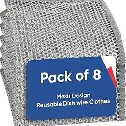 Scotch Brite Non-Scratch Dish Wash Cloth, Steel Wire Dish Cloth, Wire Dishwashing Rags for Wet and Dry, Stainless Steel Scrubber for Washing Dishes, Multipurpose - Pack of 08-picture-3