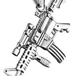 Jewelry Army Military AK-47 /Uzi Rifle Pendant Necklace for Men Women 316L Stainless Steel Punk Necklace for Men SilverShivBLR14-image-91