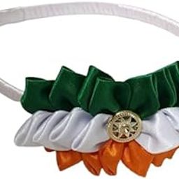 Handcrafted Tricolour Hairband with Golden Ashoka Chakra – White Satin Wrapped Base – Girls' Independence Day/Republic Day Accessory TFS1 (Pack of 1)-image-23