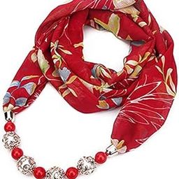 Women's Fashion Beads Pendant Scarf Necklace Stole Dupatta Stoles Muffler Wrap Scarves (Multicolor,S06)-image-45