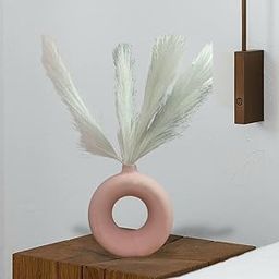 Ring Vase, Modern Ring Shaped Decorative Vase, 15 cm Matte Pink Ceramic, Donut Design-image-88