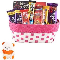 SFU E Com Choco Filles Dark Fantasy With Fruit & Nut Gift Hamper | Valentine Love Teddy Bear With Chocolate Combo | Valentine Chocolate Hamper | 467-6