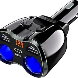 BYTTRON Otium 2 Sockets Cigarette Lighter Splitter,Car Charger For Iphone,Ipad,Android (Black),Usb,Pack Of 1, Black-21