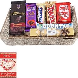 SFU E Com Almond And Coconut Chocolates Gift Hamper | Valentine Chocolate With Love Greeting Card | Valentine Chocolate Hamper | 430-68