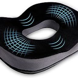 Careforce Donut Pillow for Tailbone Pain Orthopedic Coccyx Cushion for Tailbone Pain for Sitting Soft PU Donut Cushion Pillow for Piles, Hemorrhoid, Lumar Pain Donut Ring Coccyx Pillow Car-Black Grey-23