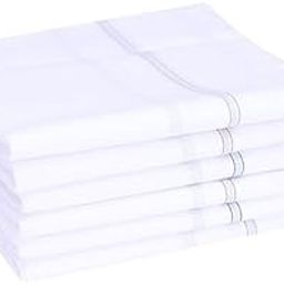 Lepax 100% Cotton Premium Collection Handkerchiefs Hanky For Men - Pack of 6 - White Striped (Design 1)||S503-picture-0