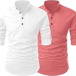 Combo Men's Kurta || Chinese Collar Long Sleeves || Straight Hip Length Kurtas || Short Kurta for Men || for Festival || Function || Occasion Wear Fancy Kurta for || Pack of 2-picture-43
