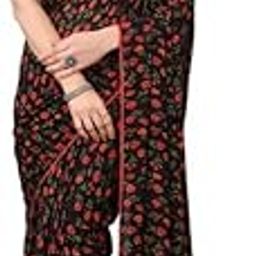 SAKSHAM VENTURESWomen's Small Lace Georgette Printed Ready-to-Wear Saree With Unstitched Blouse 5.5 Mtr (Black)-PID60362-image-64