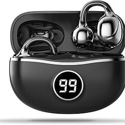 Bolizma Wireless Open Ear Earbuds with Bluetooth 5.4, Air Clip-on Design, Lightweight Comfort, Stable Fit Open Ear Bluetooth Earphones, Built-in Mic, 50H Play (Black)-19