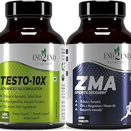 End2End Nutrition Testo-10X Natural Testosterone Booster and ZMA Sports Recovery for Muscle Gain and Muscle Recovery - (Combo Pack) 60x2 Tablets-4
