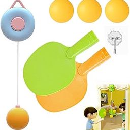 Pandaworld Hanging Table Tennis Self Training Indoor Gaming 2 Racket & 3 Practice Ball Portable with Adjustable Height- Self Training Games (Wall Hook)-11