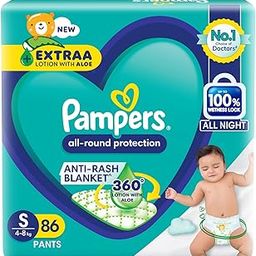 Pampers All Round Protection Pants Style Baby Diapers, Small size (S) 86 Count, 4-8 kg, Anti-rash blanket, 360 degree Lotion with Aloe Vera-14