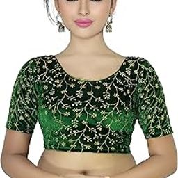 Stylish Golden Embroidery Work Readymade Stretchable Velvet Blouse - Soft Breathable Fabric, Latest Saree Blouse for Women-image-61