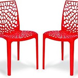 Oaknest Unboxing Furniture Supreme Web Plastic Chair| Armless Chair for Dining Room Set, Cafe and Restaurents | Weight Bearing Upto 220kg | 6 Months Warranty*| (Color: Coke Red | Set of 2 Piece)-image-8