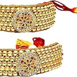 Impeccable Traditional Ladies Pochi opulent Rajasthani Royal Rich Look Armlet Adorned Kundan Flower For Girls & Womens-image-12