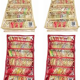 SNA 5 rola Gold and 6 rola Maroon Satin Bangle churi Vanity Vanity Multipurpose Cosmetic Pouch Jewellery Make up Organiser-image-53