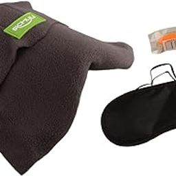 Travel Pillow Ergonomic with Ear Plug Neck Pillow for Adults Fishing Office Fleece Single Side Grey-image-60