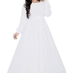 Maxi Dress Full Stitched Long White Dress Gown One Piece for Women & Girls-picture-49