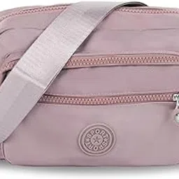 zibuyu Womens Lightweight Waterproof Crossbody Bag Multi-Pocket Nylon Shoulder Handbag with Adjustable Strap, Spacious Design, Secure Zippers, and Stylish Everyday Travel Purse, Pink-picture-2