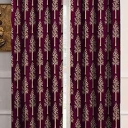 Kiara Creations 2 Piece Heavy Printed Curtains for Door 7 Feet, Wine (Wine, Door - 7 Feet)-image-12