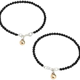 Handcrafted Black Beaded Payal Set with Golden Pendant – Ethnic Anklets for Girls (Pack Of 2)-image-64