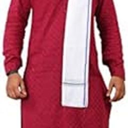 100% pure Cotton White blue strips Gamcha/Gomasa for Men 300 GSM handloom printed (size :: Full size) Stole angocha-20