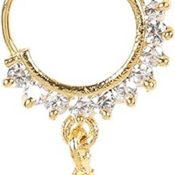 Gold Plated Traditional Diamond Studded Small Nose Ring/Nath for Women | Sterling Silver Skin-Friendly Nose Pin | Marathi Nath Bridal Jewellery | Non Piercing & Piercing Nose Rings-image-2