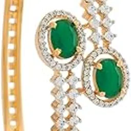kushal's Fashion Jewellery Green Rodium-Gold Polished Zircon Kada With Locking System |Best For Gifting, Bride, Bridemaids & Special Occasion | Zircon Kada For Women - 427459-picture-41