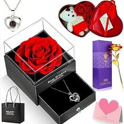 Giftheart for Wife Preserved Rose Flower with Heart Necklace Valentine & Birthday Gift for Girlfriend, Wife & Special Love (Design-6)-image-47