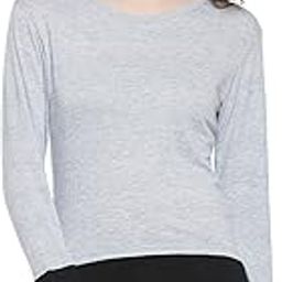 Grey and Black Color Cotton Blend Thumb Insert T-Shirt for Women(HYPW01737)-20