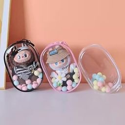 2 Pcs, Clear Figure Display Bag with Keychain Hanging Random Mysterious Blind Box Storage Case, Transparent Pouch, Carrying Gifts, Toys Collectible (MultiColours)-10