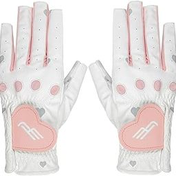 LOOM TREE® 2Pcs Pu Leather Women Golf Gloves Flexible Anti Slip Breathable Soft for Gym Pink 19-image-19