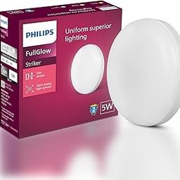 PHILIPS Rimless Full Glow 5-watt Round LED Surface Downlighter | Striker Surface Under Cabinet LED Light for Decoration | Warm White, Pack of 1-10