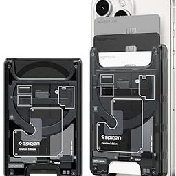 Spigen Ultra Hybrid (MagFit) Magnetic Card Holder up to 3-4 Cards, MagSafe Wallet Case Designed for iPhone 16/15/14/13/12 Models - Zero One Black-image-78