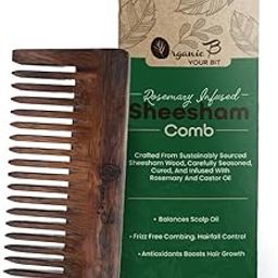 Rosewood widetooth Comb for women & men | Soaked Infused with Premium Rosemary & Castor Oil | curly hair, Sheesham better than neem, bamboo comb with higher durability, anitfungal properties-18