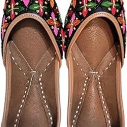 Embroidered Punjabi Jutti, Size, Black and Multicolour-picture-15