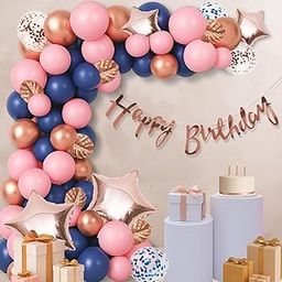 Party Propz Happy Birthday Decoration Kit – 61 PCS Pink and Blue Balloons with Star Foil Balloons, Confetti, Banner, Birthday Decoration Kit for Girls, Boys & Husband (Cardstock,Foil)-image-85