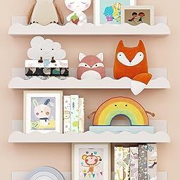 Wooden Wall Shelves for Living Room, Bedroom | Wall Mounted Shelf | Wall Hanging Storage Unit | Wall Organiser Shelf (C-Ledge Set of 4 - White - 18 Inch)-4