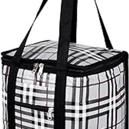 kuber industries Lunch Bag | Lunch Bag for Office | Lunch Bag for Adults | Front Pocket Lunch Bag | Check Lunch Bag | Gray-picture-13