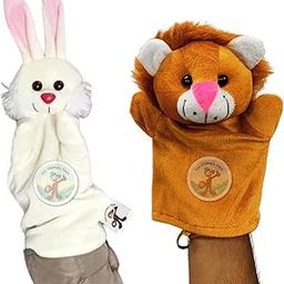Chi-Chimpu Toys Lion & Rabbit Hand Puppet (Pack of 2 Pcs) | Animal Hand Puppet | Hand Puppets for Kids | Lion Puppet | Puppet Toy | Animal & Bird Hand Puppets | | Hand Masks for Kids-image-0