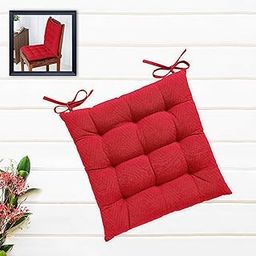 Oasis Home Collection Cotton Shell | Mixfiber Filled |Multipurpose Chair Cushion/Pad with Ties - Pack of 1 (40x40CM - 16"x16", Red)-7