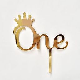 The Banner Company | Gold Acrylic Cake Topper – “ONE” with Tiara/Crown | First Birthday Cake Decoration for Girls & Boys | Elegant Reusable Topper for Baby’s 1st Birthday, Anniversaries & Celebrations-image-88