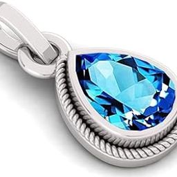 10.25 Ratti Blue Topaz Pendent Ashthadhatu For Men & Womenâ€¦ Silver-plated Topaz Metal Pendant-image-78