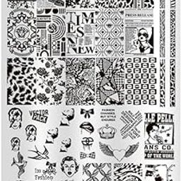 ELACCENT® Nail Art Printing Steel Plate, Lace Flower Check Pattern Nail Transfer Template, Nail Art Tool-image-31