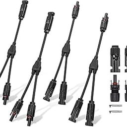 CELANO MC4 Solar Connector Y Branch Connector with MC4 Connector Pair for Parallel Connection Between Solar Panels |Color Black| (Pack of 2+2 Pair Set)-6