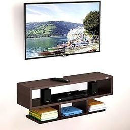 Wall Mount TV Entertainment Unit/with Set Top Box Stand for Living Room Wenge (Ideal for up to 42") Screen- Santiago-image-14